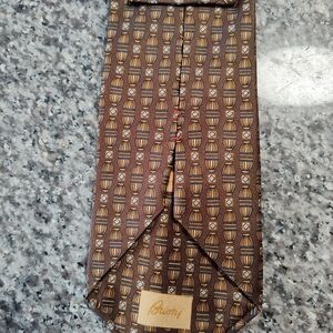 Brioni Gold and Brown Patterned Tie